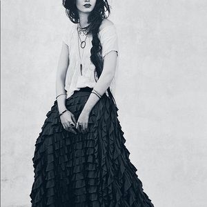 On Hold free people lydia maxi skirt black